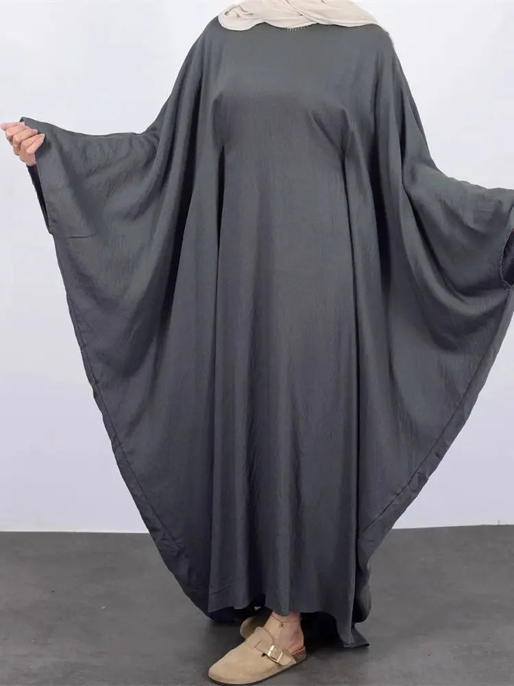 Summer Soft Crepe Like Linen Khimar Butterfly Batwing Abaya Dubai Luxury 2024 Islam Muslim Kaftan Modest Dress For Women Kebaya - Dhavinci