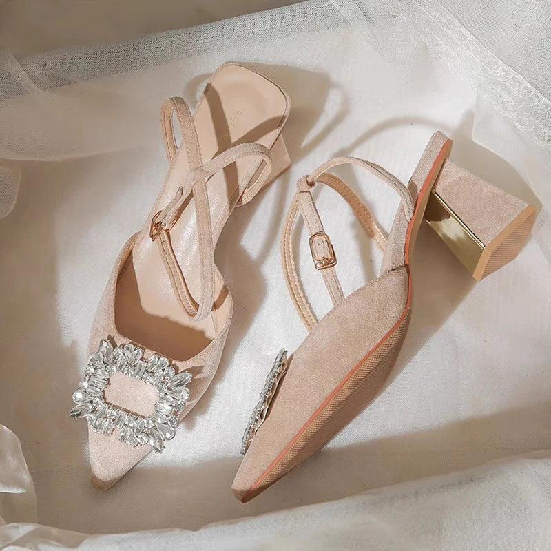 Crystal Ankle Strap Sandals for Women | Rhinestone High Heels - Dhavinci