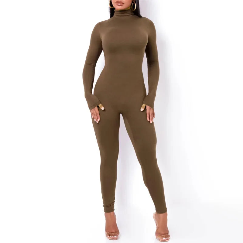 Turtleneck Skinny Jumpsuit | Women’s Stretchy One-Piece Suit