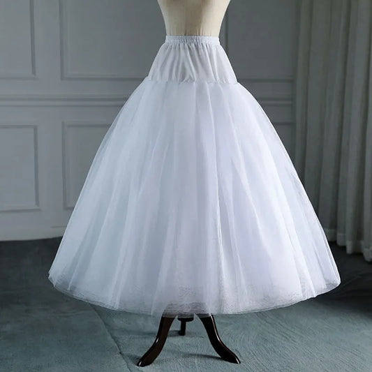 White Tulle Petticoat for A Line Style Wedding Dress 4-8 Layers No Hoops Bridal Wedding Accessories Long Petticoats Underskirt - Dhavinci