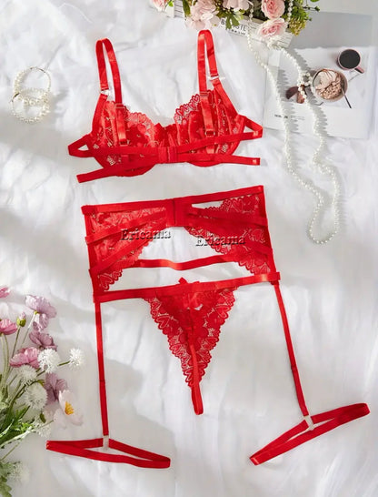 Transparent Lace Lingerie Set | Sexy Bra & Garter Sleepwear