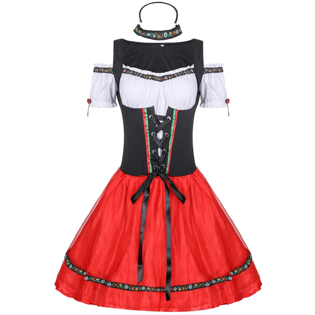 Carnival Oktoberfest Dirndl Costume Dress Women Germany Beer Maid Tavern Wench Waitress Outfit Cosplay Halloween Fancy Party - Dhavinci