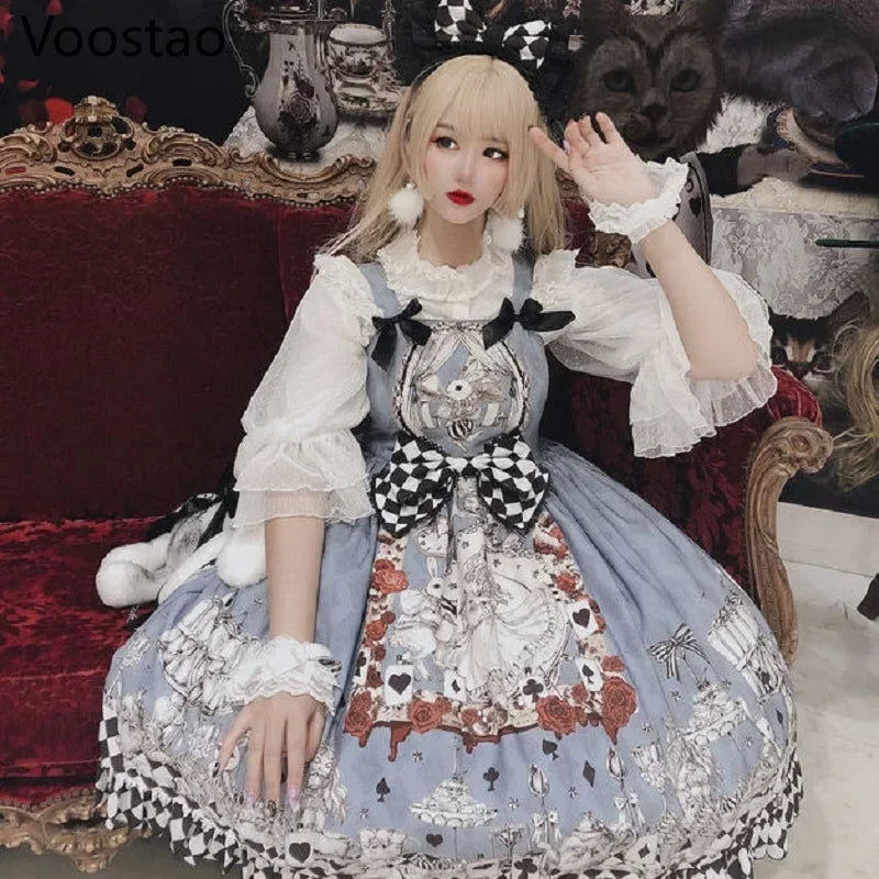 Japanese Gothic Lolita Dress Girls Vintage Dark Funeral Lolita Jsk Dress Women Harajuku Cool Sleeveless Punk Suspender Dresses - Dhavinci