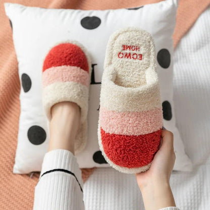 Cozy Mix Color Plush Slippers for Couples | Non-Slip Indoor Comfort - Dhavinci