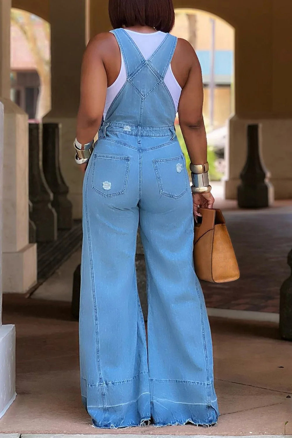 Plus Size Women's Jumpsuit Denim Pockets Overall Rompers Wide Leg Jeans Slim Streetwear Casual Fashion Jumpsuit for Women's - Dhavinci