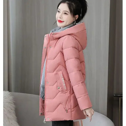 Winter Fashion Hooded Parka | Women’s Mid-Length Cotton Jacket