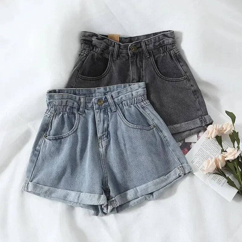 Korean Retro High-Waist Loose Denim Shorts for Women | Summer Casual Hot Pants - Dhavinci