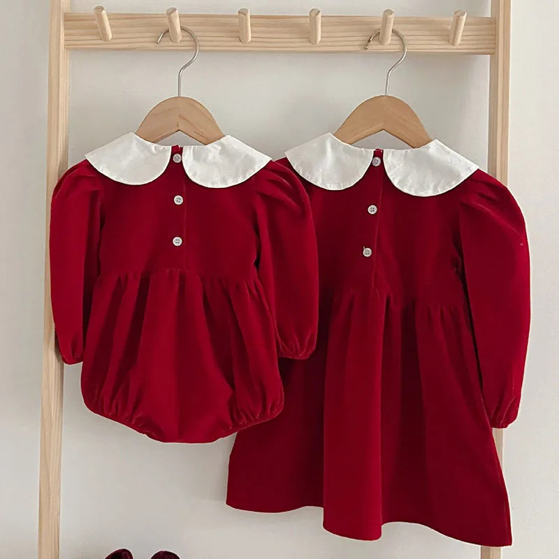 Baby Girl Party Dress | Long Sleeve Cotton Romper for Fall - Dhavinci